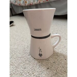 Bialetti 6750 2-Cup Porcelain Pourover Coffee Dripper and Mug Set White Grey
